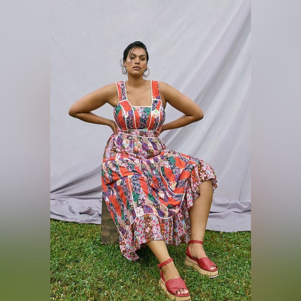Anthropologie Square Neck Maxi Dress Size 12 - Picture 5 of 13